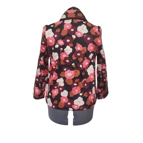 Kate Spade Size 4 Black Pink Floral Blooming Jacket Blazer Swing Fit - Picture 3 of 4